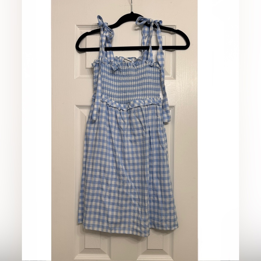 Reformation Dawson Dress in Blue Gingham - Picture 3 of 6
